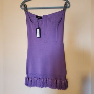 Hanifa Purple Strapless Knit Dress